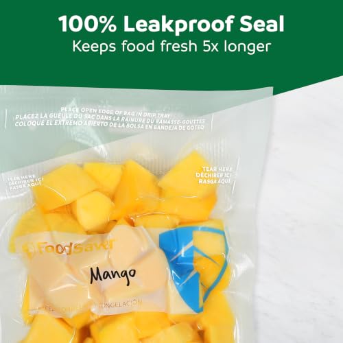 Image of FoodSaver Pint Vacuum Seal Bags, 120 Count Pre-Cut BPA-Free Freezer Bags, Align to Seal & Tear to Open for Food Storage, Sous Vide, and Meal Prep