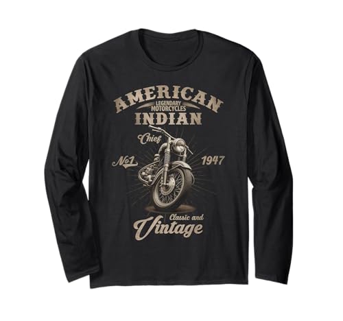 Retro American Motorcycle Indian For Old Biker Long Sleeve T-Shirt