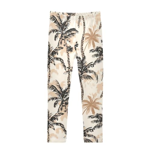 Vintage Tropical Palm Tree Girls Leggings Soft Stretch Workout Yoga Dance Pants for Kids Casual Tights