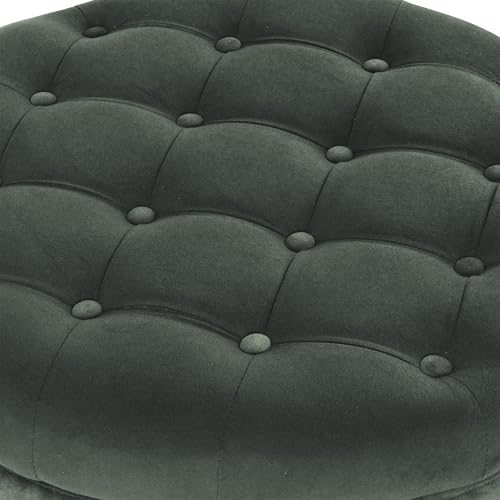 Image of HomePop Home Decor | Large Button Tufted Velvet Round Storage Ottoman | Ottoman with Storage for Living Room & Bedroom, Loden Green Velvet, 28 inch