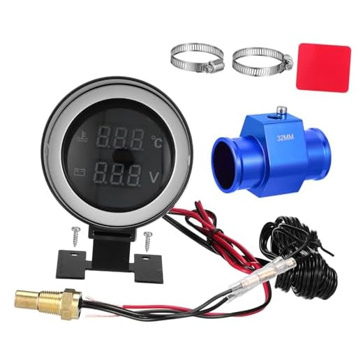 HIAKDOFT Medidor Digital Multifunción de Temperatura Agua y Voltaje para Coche y Moto Pantalla LED Redonda con Alarma Kit para Control Motor y Refrigerante