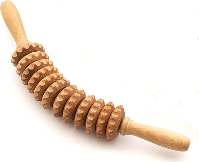 Massage Roller stick Wood Gua Sha Tool Wooden Scraping Therapy Massage for Body Neck Shoulder Back Massager for, Muscle Belly Relief Tool (Light Brown)-image-19