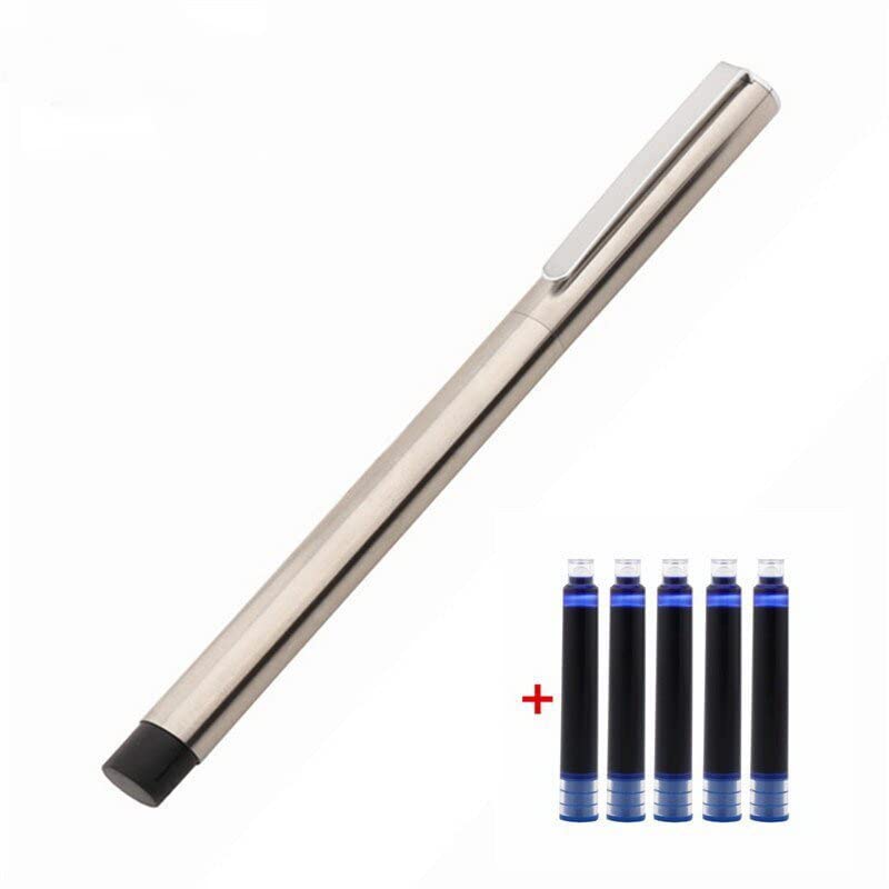Image of GOLD LEAF Jinhao 65 Fountain Pen Matte Black All Steel Barrel Fine Nib Ink Pens for Writing Office School Calligraphy (0.5MM)