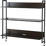 DORIS ドリス モニター台 机上ラック 幅110cm ハイタイプ キーボード収納 クランプ固定 可動棚 高さ調整 PC モニタースタンド デスク上収納 オフィス 作業台 ウォルナット ロマル3段 【18042】