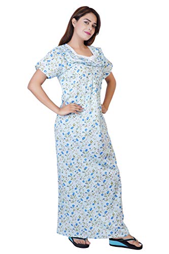 Image of Women's Cotton Block Print Knee Length Nighty