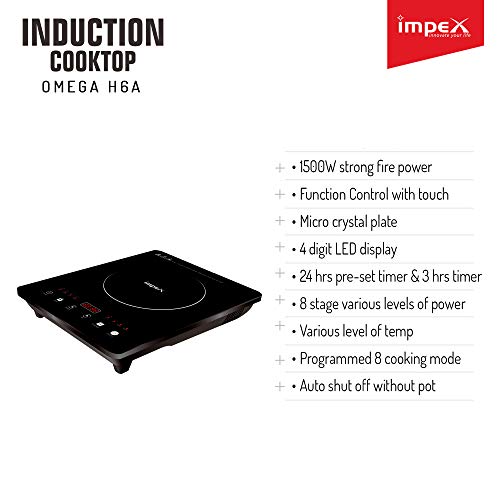 Image of Impex OMEGA-H6A Touch Control Induction Cooktop Without Pot (1500 Watts,Black)