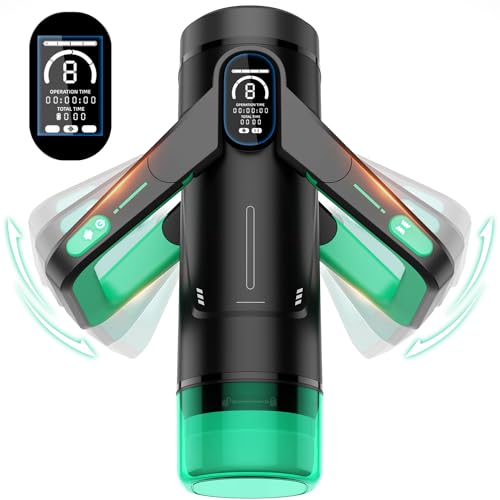 Eanatoys Masturbieren für Männer Sex Spielzeug für die Männer Masturbator, 9 Vibratoren & 9 Teleskopfunktion & 3D Realistische Vagina & LCD-Display, Taschenmuschi Mastubratoren Sexpuppe Grün