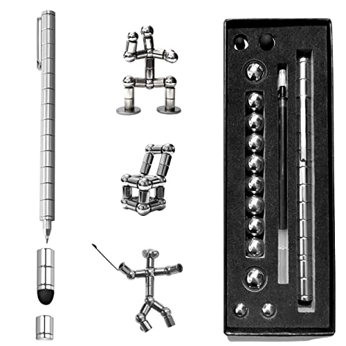 NRG Retail Polar Pen. Stylus Pen. Magnetic Pen. Gel Ink For Smooth Writing. Ballpoint Ideal for Sketching and Drawing. Modular Tools For Adult. Creative Toys For Kids. Gift for Everyone. Silver