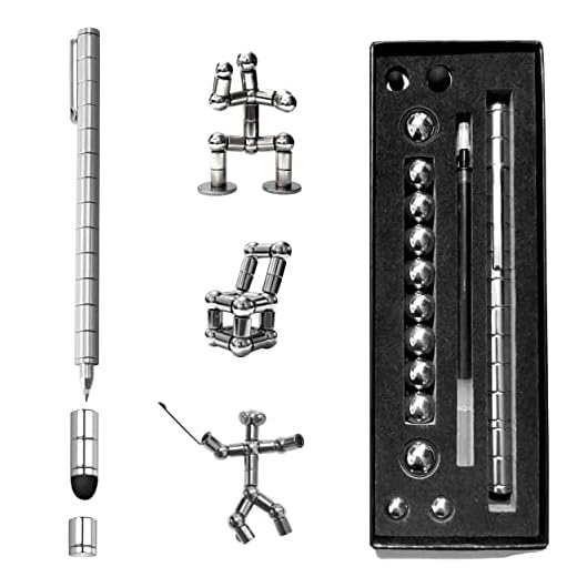 NRG Retail Polar Pen. Stylus Pen. Magnetic Pen. Gel Ink For Smooth Writing. Ballpoint Ideal for Sketching and Drawing. Modular Tools For Adult. Creative Toys For Kids. Gift for Everyone. Silver