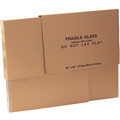 Aviditi Corrugated Cardboard Artwork/Mirror Shipping and Mailing Boxes, 40" L x 3 1/2" W x 60" H, Brown/Kraft, Easy-to-Assemble, Great for Small Businesses (1 Set of 4 Pieces)