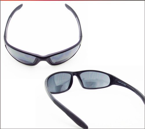 Bikershades Bifocal Safety Sunglasses Protection Sport Wrap Around Reader Cycling Driving Golfing Outdoor Work Black Frame Clear Lens +1.50