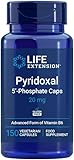 Life Extension - Pyridoxal 5’-Phosphate 20 mg, 150 Vegetarische Kapseln – Unterstützt Nervensystem, Energiestoffwechsel, Glycogenstoffwechsel und Herzgesundheit