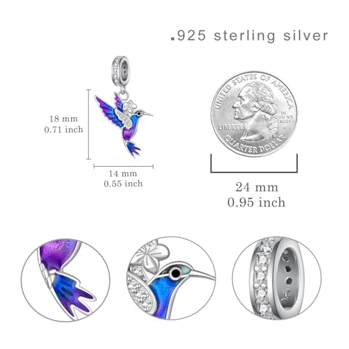 Hummingbird Charm 925 Sterling Silver Hummingbird Charm for Bracelets Hummingbird Jewelry Gifts for Women4