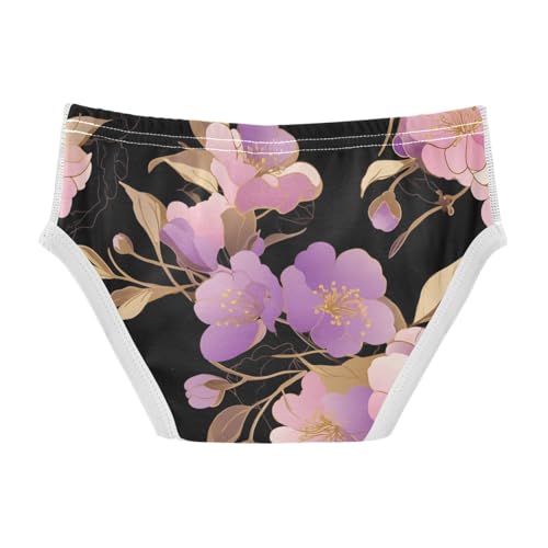 KLL Plum Flower Black Background Toddler Boys' Soft Boxer Briefs Cute Undies2