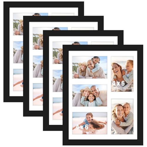 Image of DUENPY 4-Pack 11x14 Collage Picture Frames, 4x6 Collage Picture Frame, Displays Five 4x6 inch Photos, or 11x14 (Without Mat) Wall Decor Wall Hanging or Tabletop, Black