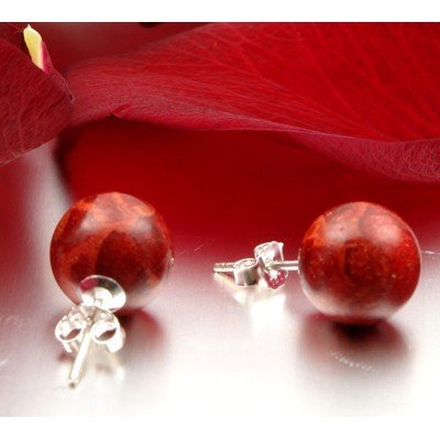 Orecchini a spina in corallo schiuma CORALLO SFERA...