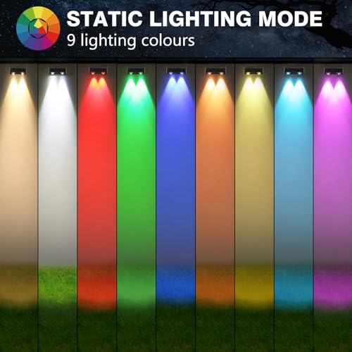 soonanier Solar Fence Lights 9-Color&11 Modes Solar Wall Lights Outdoor Waterproof RGB Solar Light Outdoor for Backyard,Step Railing,Pathway,Patio,Garden,Fence,Wall 8Pack — view 4