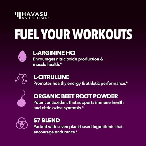 Image of L-Arginine Powder - Nitric Oxide Supplement for Men and Women with L-Citrulline and Beet Root - Pre and Post Workout Support for Endurance and Recovery - Mixed Berry Flavor, 1 Month Supply (30 Scoops)