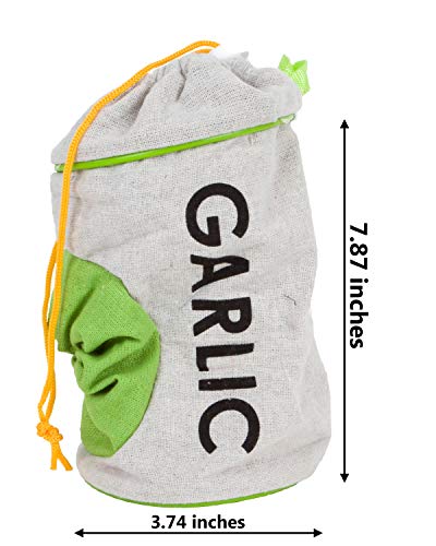 Evriholder Garlic Keeper, Double Drawstring Feature Protects from Light and Delays Spoilage Sprout-Free Vegetable Storage Bag, 12 Head Capacity, Green - Image 4