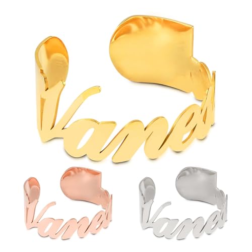 Custom Name Bracelet Personalized Bracelets for Women Stainless Steel Cuff Bangle Bracelets for Women Men Customize Jewelry Gifts for Him Her Couple