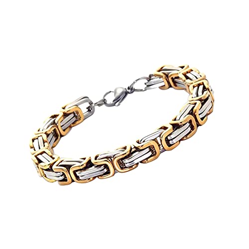 Pulsera King de acero inoxidable para hombre, pulsera de metal de titanio (oro) Cover