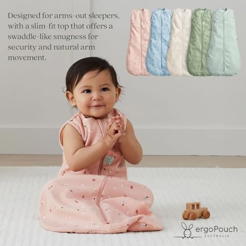 Image of ergoPouch Jersey Sleeping Bag 0.2 TOG - Arms-Out Baby Sleep Sack, Ideal Transition from Swaddling, Slim Fit Keeps Baby Secure & Comfortable, Soft Breathable Fabric (3-12 Months, Willow)