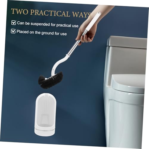 Brosse de toilette golf blanche avec support élégant à rayures - 4