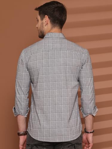 Image of Majestic Man Men's Comfort Slim Fit Pure Cotton Opaque Checked Casual Shirt