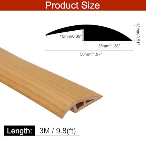 QUARKZMAN Bodenübergangsleiste Selbstklebend, 3m/9,8ft Laminat Türübergangsleisten Teppichkantenleiste für Teppichtüren zur Überbrückung von Bodenlücken für 10mm Höhe, Gelbe Eichenmaserung
