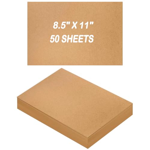 Image of 50 Sheets Brown Kraft Cardstock 8.5 x 11 Inch Thick Paper, Brown Smooth Card Stock Heavyweight Printer Paper for Invitations, Scrapbooks, Art, Crafts, DIY Cards, 250GSM
