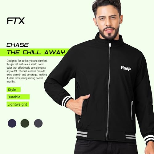 Image of FTX Men Solid Full Sleeve Grey Color Regular Fit Windcheater Casual Jacket
