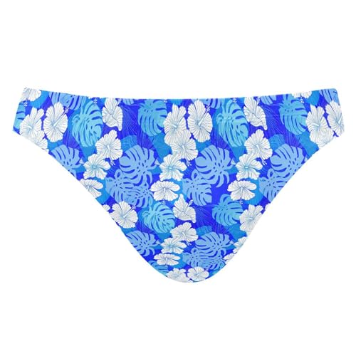 Blue Flowers Palm Leaves Swim Briefs for Men Swimsuit Bikini Swimwear S B0404802