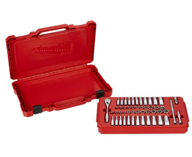 Milwaukee Electric Tools MLW48-22-9004 - Set di chiavi a cricchetto e bussole, 1/4", SAE e sistema metrico