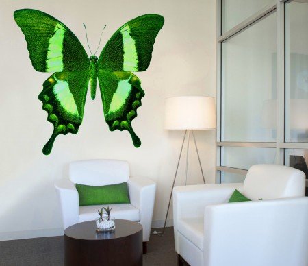 Green Butterfly Wall Decal - 21" Wide x 18" Tall