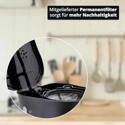 KHG Kaffeeautomat KA-127 (S) aus Kunststoff in schwarz, Kapazität für 5 Tassen, mit Glaskanne 600 ml, Warmhaltefunktion für ca. 30 Minuten, Permanentfilter, Abschaltautomatik – Bild 5