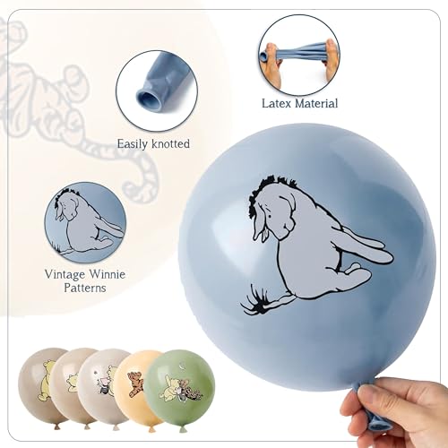 36 PCS Winnie & Friends 12″ Latex Balloons – Pastel Baby Shower & Birthday Party Decoration Supplies - Thumbnail 3