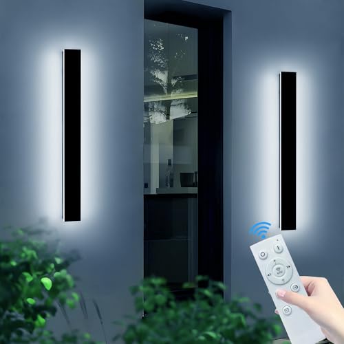 Image of 2 Pack Outdoor Wall Light Fixture, 39.3inch Modern Wall Sconce, IP65 Waterproof Dimmable 3000K-6000K with Remote Control, Outside Porch Lighting for Fence, Patio, Yard, Garage