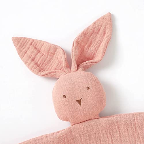 Blumie Bunny Comforter Blanket for Baby 100% Organic Cotton Muslin, Cuddly for boys girls and infants. (Dusty Pink) - Image 3