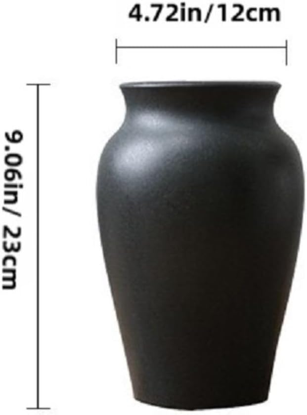 Ceramic Black Vase Home Decor,Flower Vases for Centerpieces, Vintage Farmhouse Vases for Home Decor or Gift,Rustic Vase for Table,Living Room,Entryway,Bookself,Floor,Dining and Mantel Decor, Size 9"
