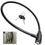 23.6'' Locks for Cabinets with Key, 0.31-inch Thick Braided Steel Cable Refrigerator Lock, Zinc Alloy Security Lock for French Door Fridges, Freezers, Cabinets, and Windows - Childproof & Tamper-Proof