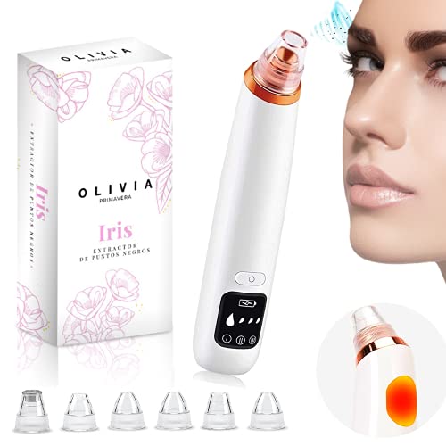 OLIVIA Blackhead Remover Vacuum Upgraded with Self Heating Easy Pore Extraction - Set Blackhead Facial Suction Pore and Acne Cleaner Electric USB Rechargeable Heater and Extractor