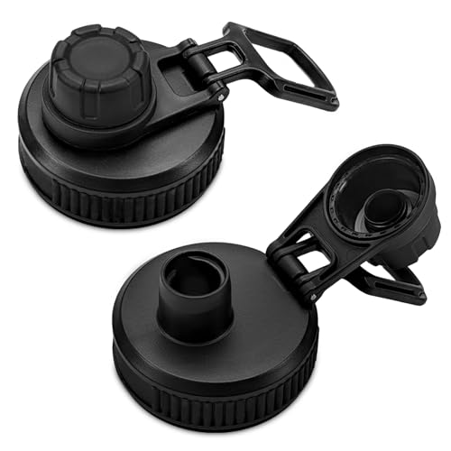 XccMe Spout Lid for Hydro Flask Wide Mouth Sport Water Bottles 2 Pack Replacement Lids for Most 12 14 16 18 20 22 32 40 64oz Wide Mouth Water Bottles with Handle Easy to Carry (Black2)