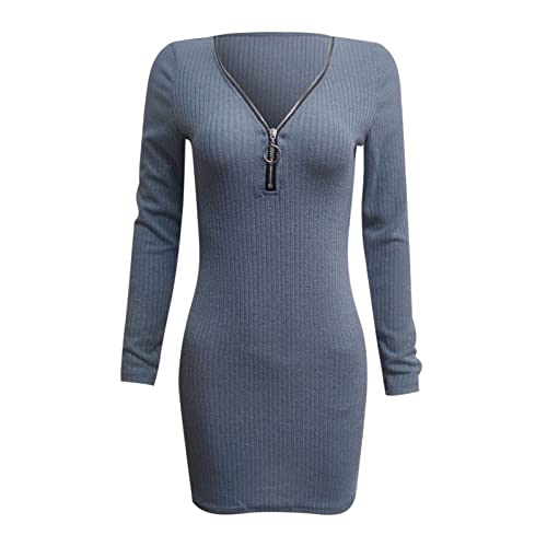 Robe tricotée chaude en maille extensible avec zip ajustable