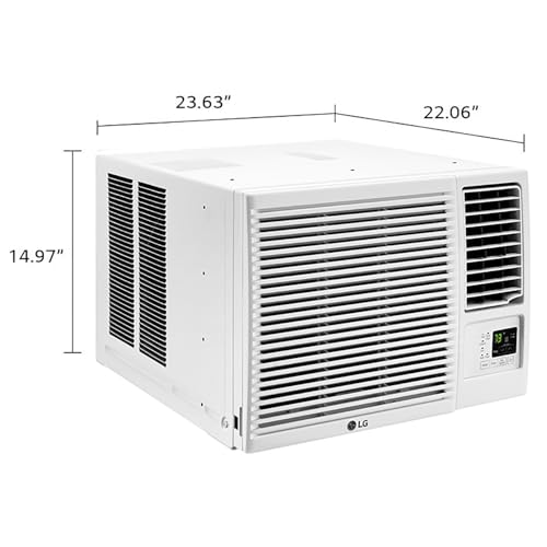 Image of LG 12,000 BTU Smart Window Air Conditioner with Supplemental Heat, 230V, Cools 550 Sq.Ft. (22' x 25' Room Size), 2 Cooling, Heating & Fan Speeds, Works with LG ThinQ, Amazon Alexa, and Hey Google