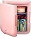 Mini lodówki 6 l, napoje piwne przenośna mała lodówka z funkcją chłodzenia i podgrzewania 5-65 ℃, kompaktowa lodówka biurkowa, do biura, akademika studenckiego, sypialni, różowy