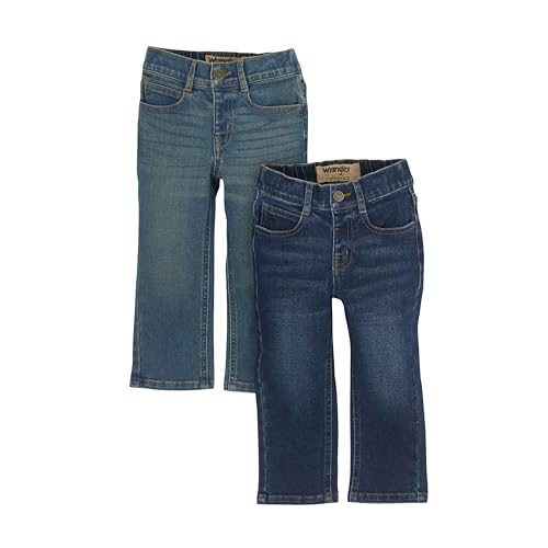Wrangler Authentics Toddler Jeans — 2-Pack Pull-On w/Soft, Stretchy Fabric — Adjustable Waistband, Classic Fit, Durable