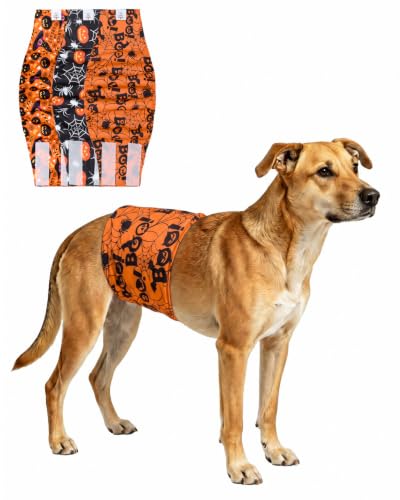 Image of CuteBone Dog Diapers Male Halloween Belly Bands 3 Pack for Male Dogs Reusable Puppy Wraps DM82XS