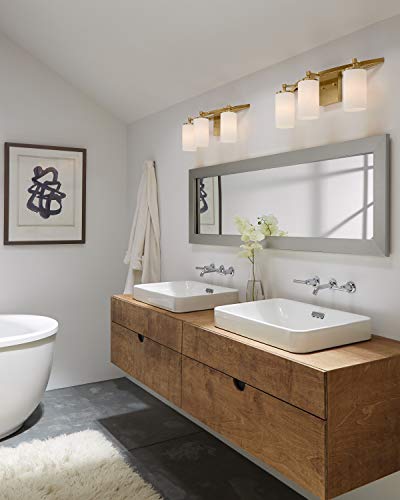 Image of Generation Lighting 4424603-848 Alturas Three - Light Wall /Bath Vanity Style Fixture, Satin Brass, 100 Total Watts, 9.125 Inch Height, 22 Inch Wide, Steel Construction