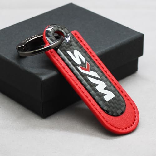 WSOPP Llavero Moto para SYM JOYMAX Z 125/250/300 MAXSYM 400i 600i TL500 CRUiSYM GTS 300i Joyride 2024 2025 Estilo Fibra de Carbono y Cuero PU Regalo Elegante para Aficionados a Las Motos