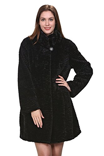 Adelaqueen Women's Winter Style Luxurious Persian Lamb Fabulous Faux Fur Coat
